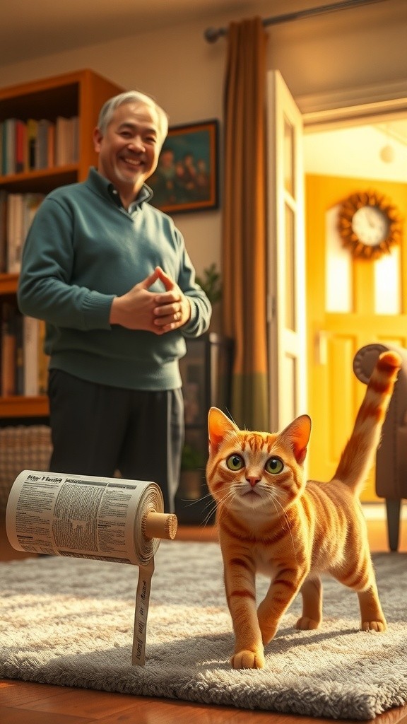 Kucing Mencuri Anjing untuk Mengambil Koran