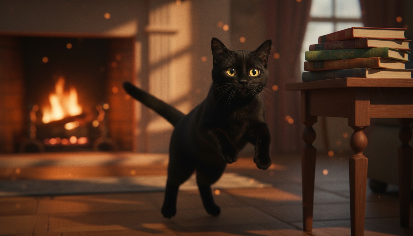 Nighttime Wonders: Cat, Stars, and Magic