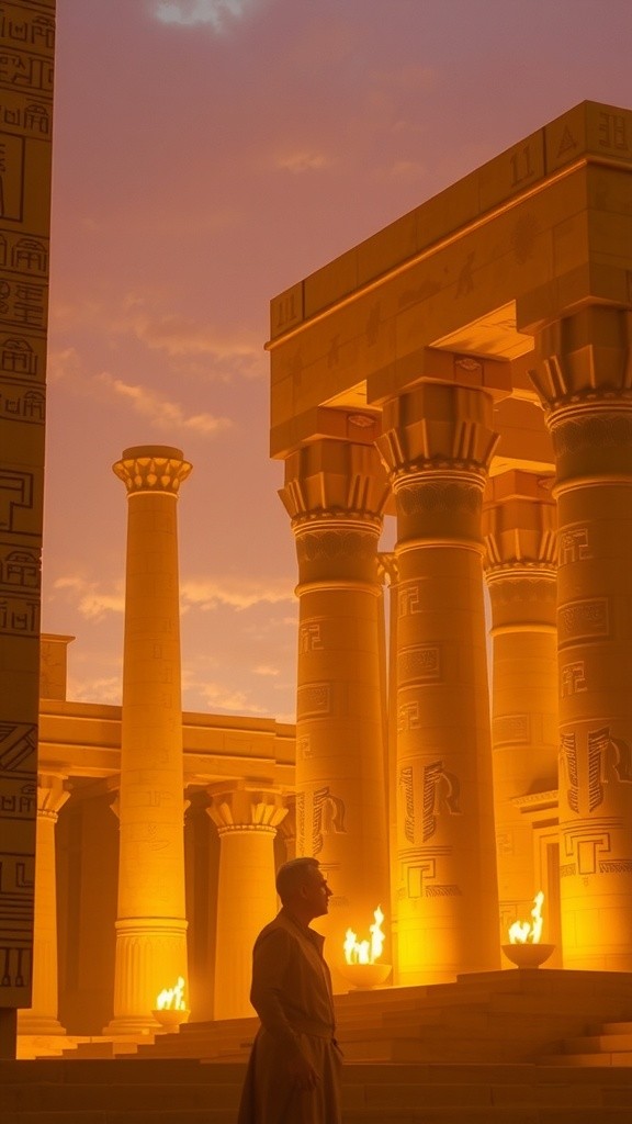 Cleopatra and Caesar: A Golden Evening Encounter