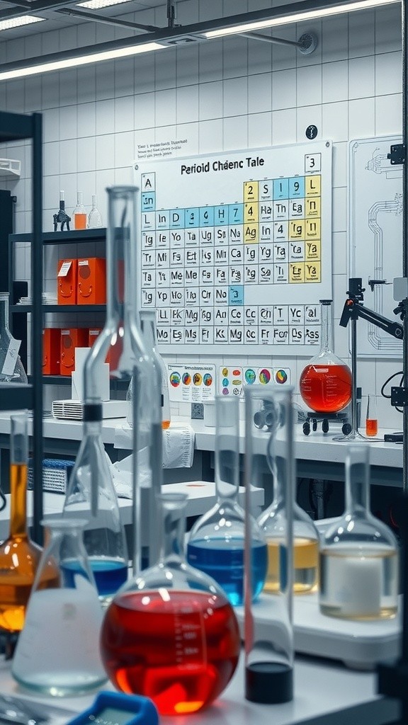 معلمة الكيمياء المحترفة في فصل دراسي حديث