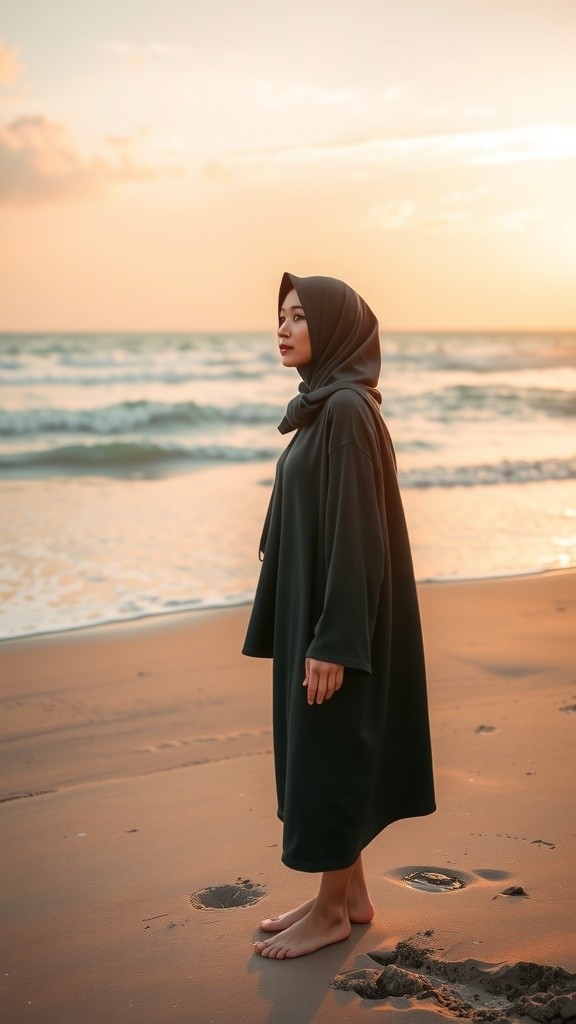 Keheningan Senja di Tepi Pantai