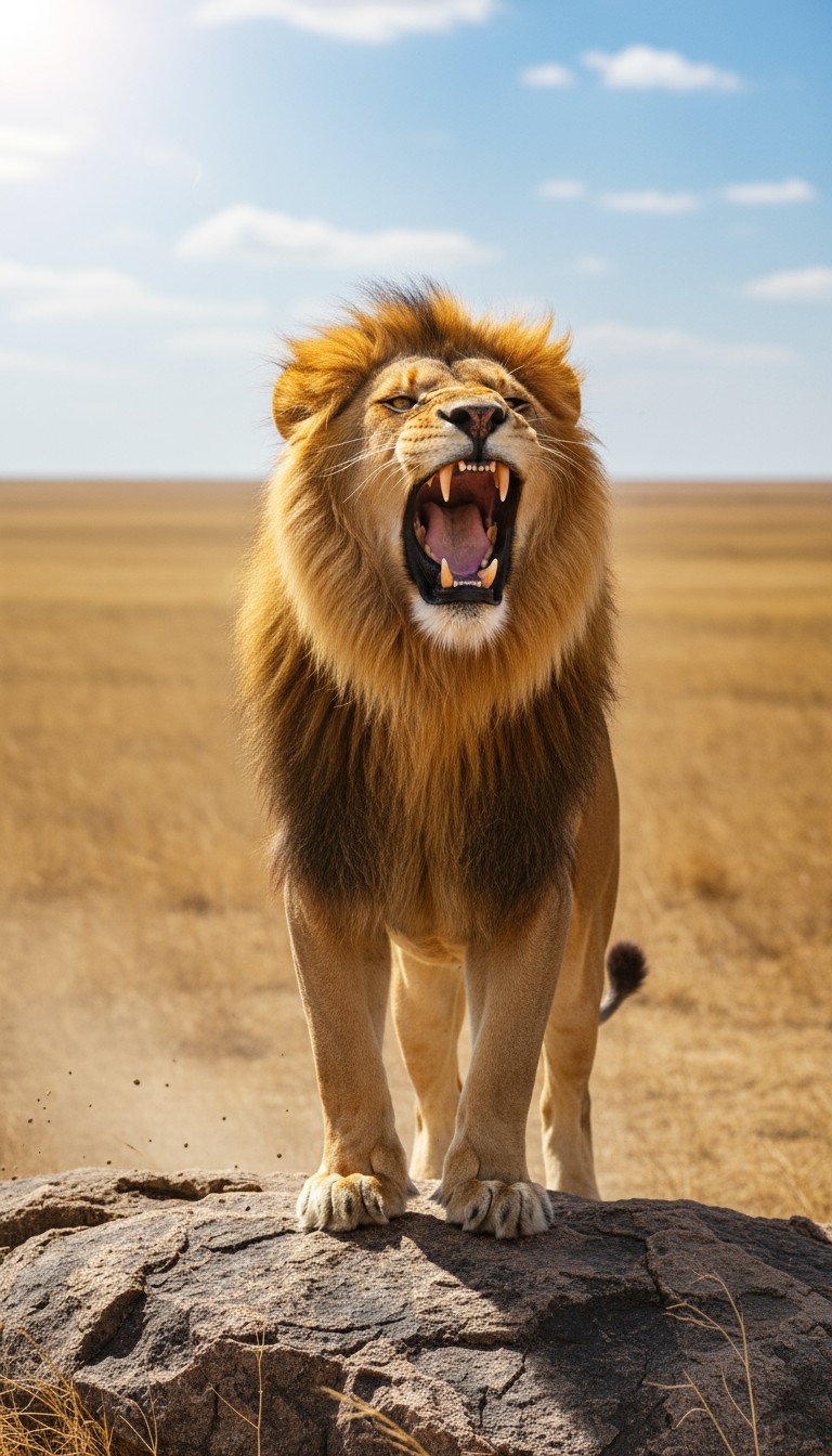 Majestic Male Lion: A Serene Journey in the African Savanna