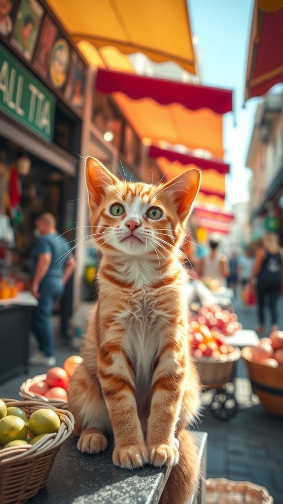 A Cat Selling Fries in Market