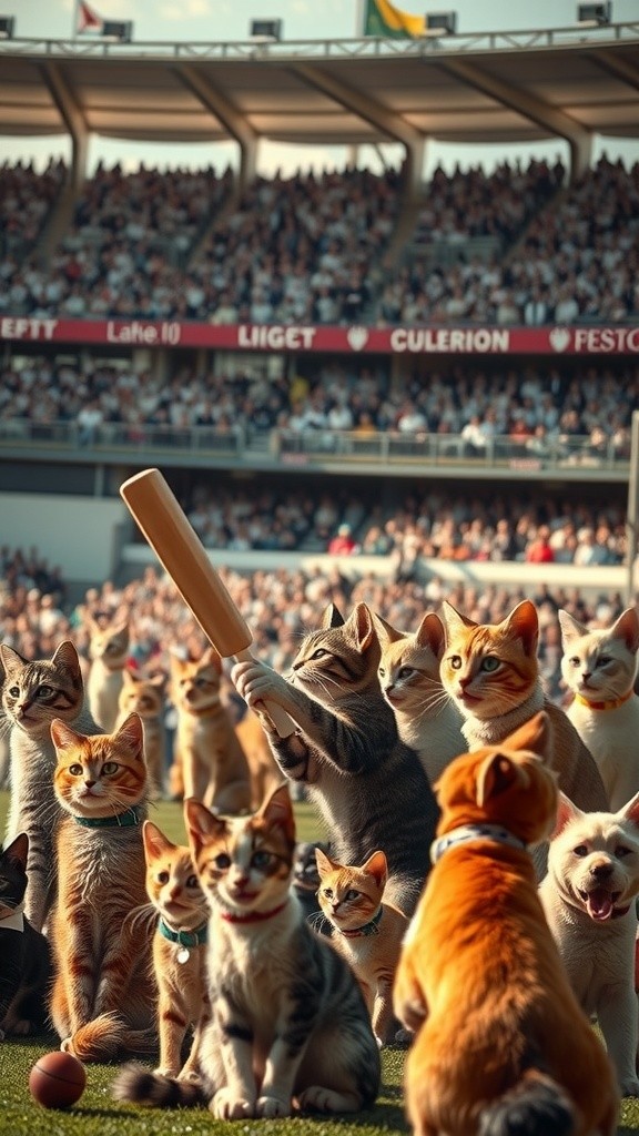Epic Cricket Showdown: Cat vs Dog in a Whimsical Match!