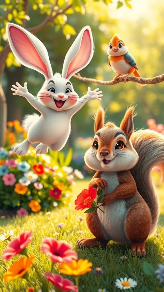 बगीचे में दोस्तों के साथ छुपन-छुपाई