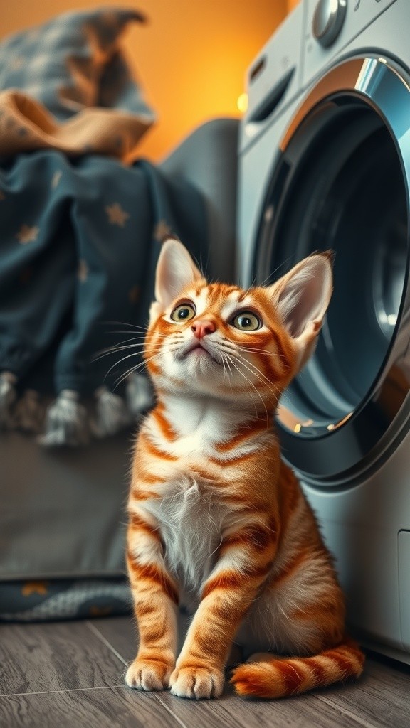 Miko's Whimsical Adventure: A Cat's Love for the Washing Machine