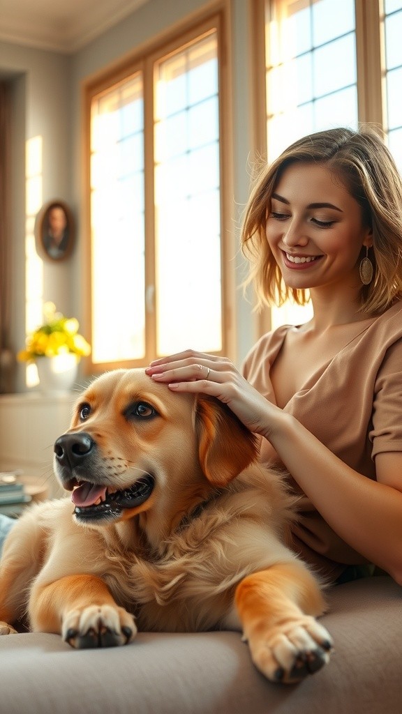 Joyful Moments: Woman and Dog Playtime