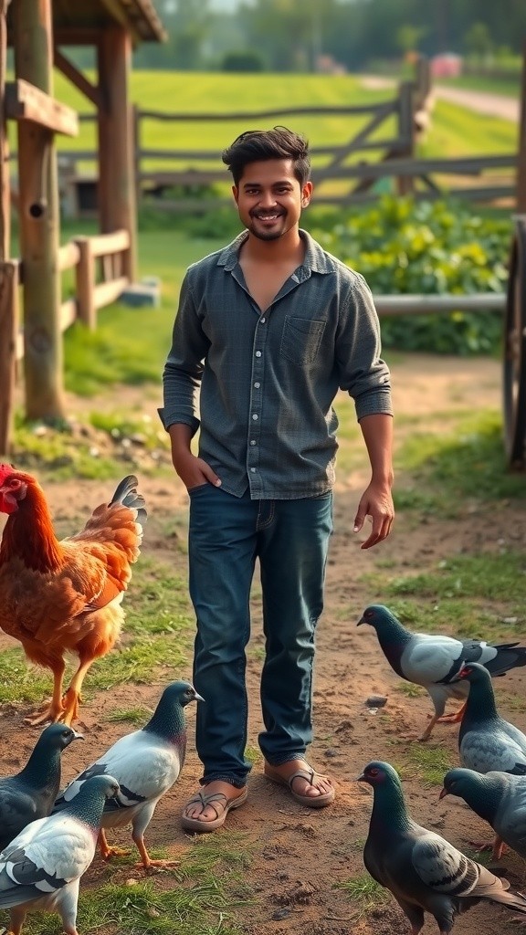 मुर्गियों और कबूतरों की दोस्ती