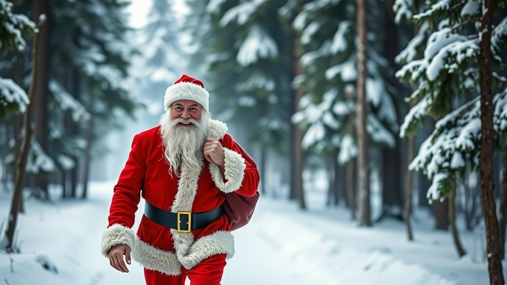 Santa Claus in the Winter Forest