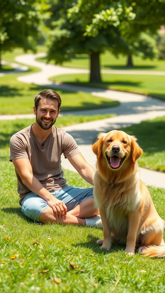 Man Biking with 3 Dogs