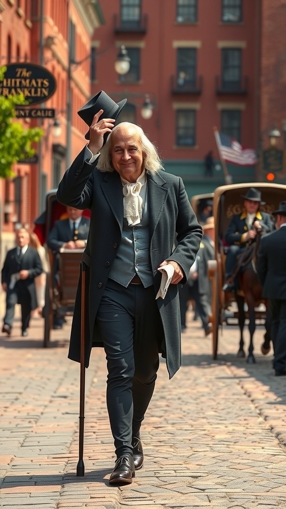 Benjamin Franklin's Time Travel to the 21st Century