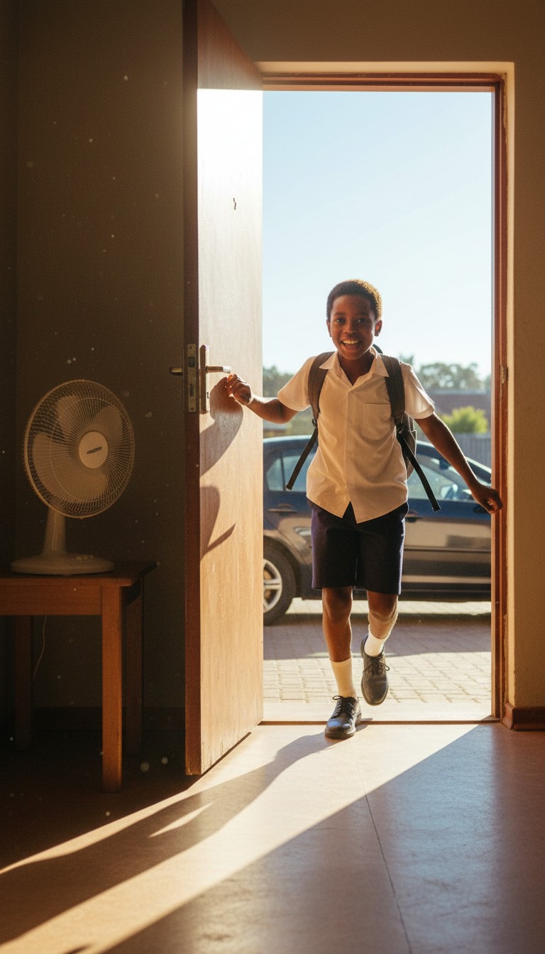 An African School Boy's Morning Rush