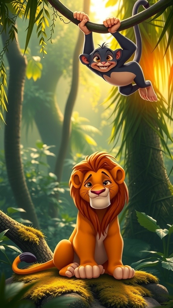 शेर और बंदर की दोस्ती