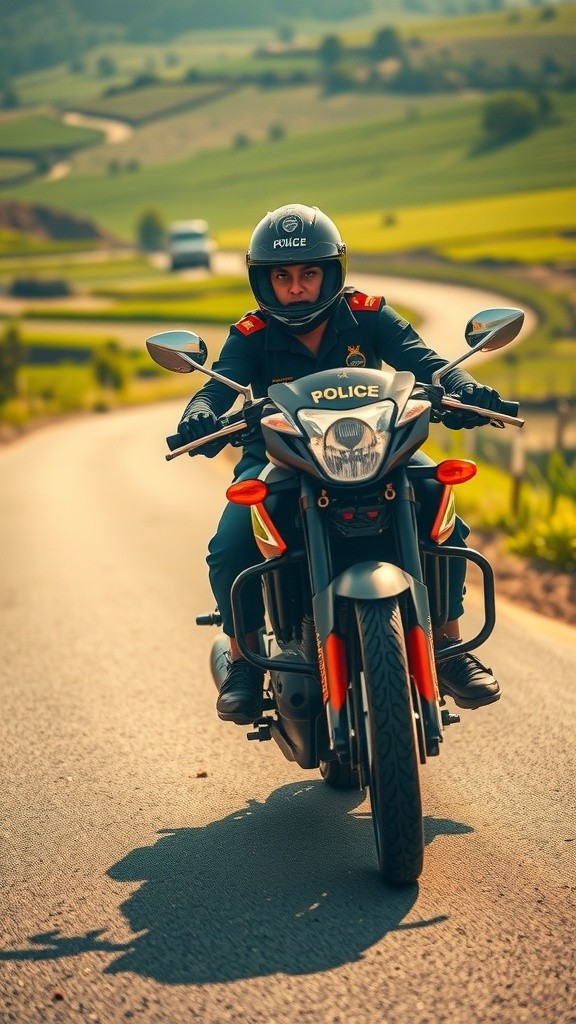 Indian Female Police Officer on Bike