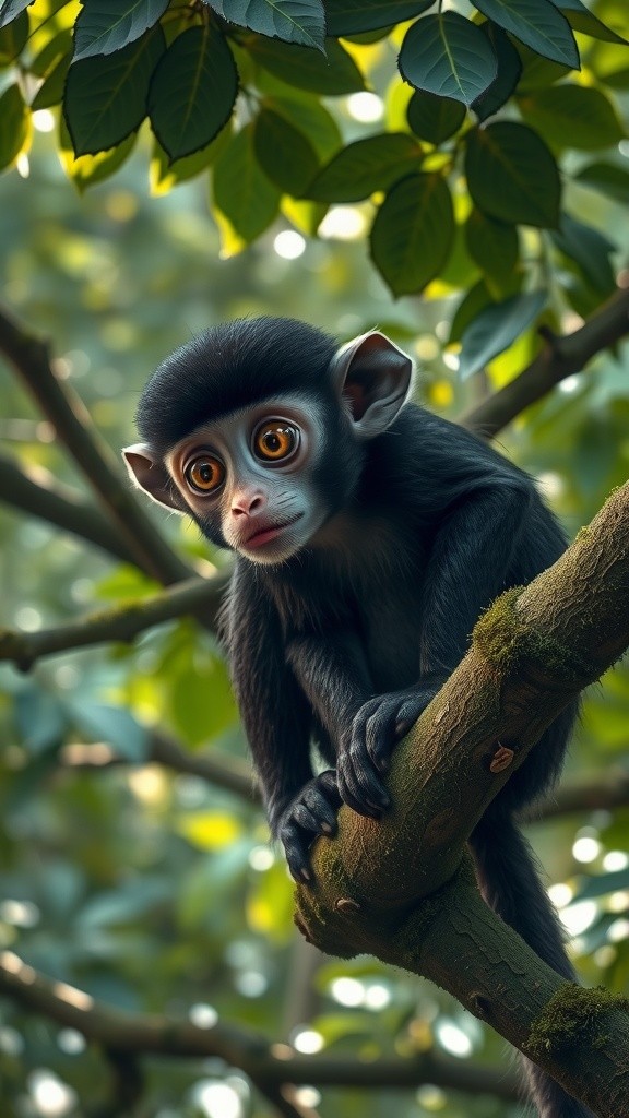 Thoughtful Monkey and Proud Owl in Serene Jungle