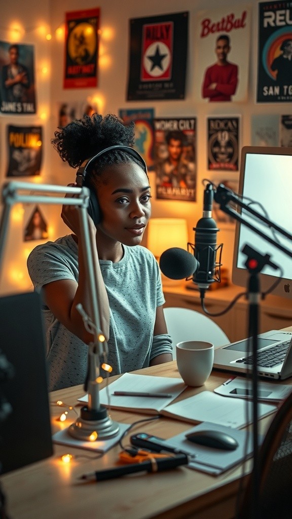 Girl Hosting a Podcast