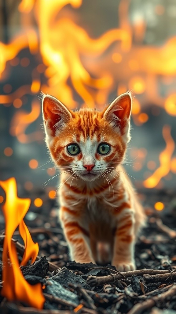Anak Kucing di Tengah Kobaran Api