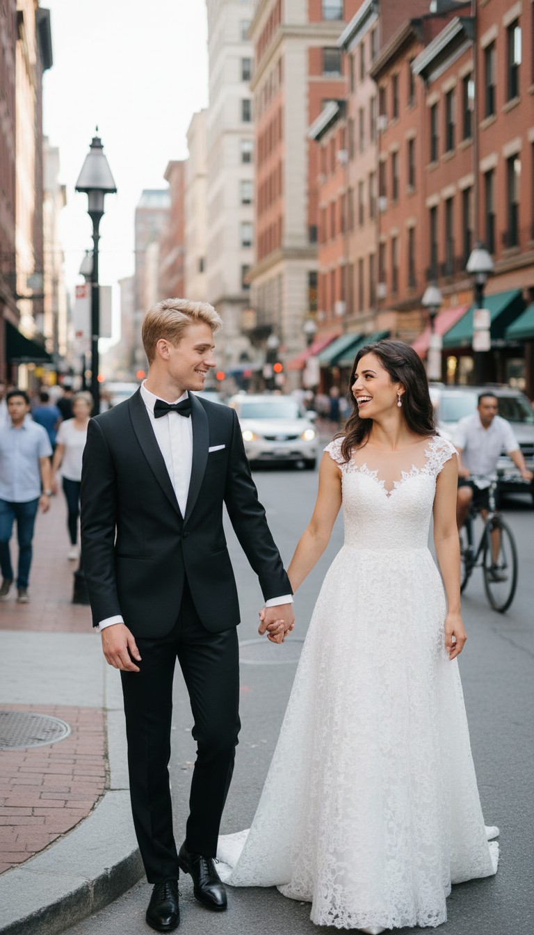 Colonial Costume Crashers Join Boston Wedding Photoshoot
