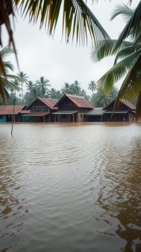 Pejabat Menggotong Beras di Desa Terkena Banjir