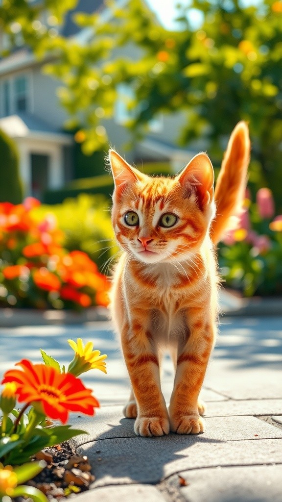 A Cat Walking on the Road