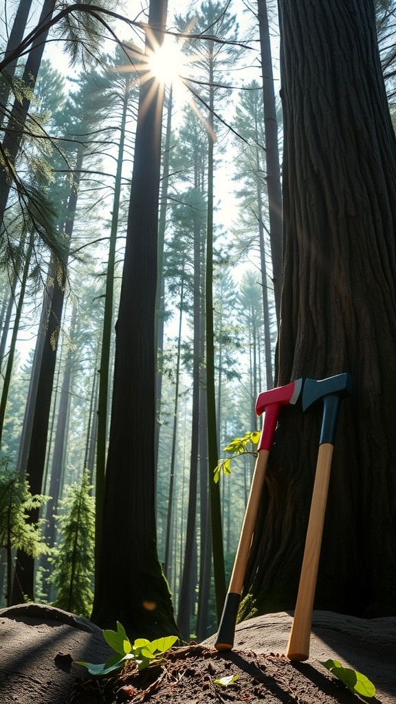 Two Woodcutters Compete to Cut the Tallest Tree in a Day