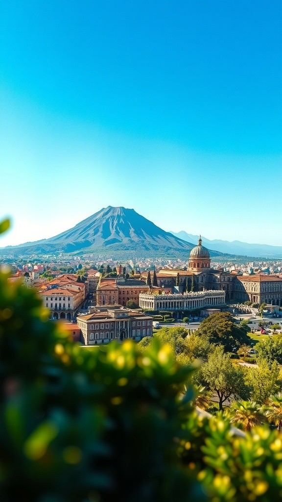 Ominous Silence: Mount Vesuvius Over Pompeii