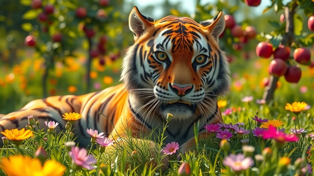 The Apple Adventure of the Cute Baby Tiger