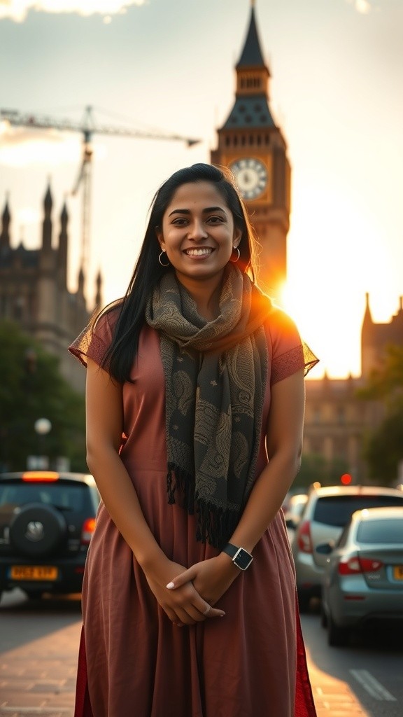 सारीत नचणारी मराठी मुलगी लंडनच्या बिग बेनसमोर