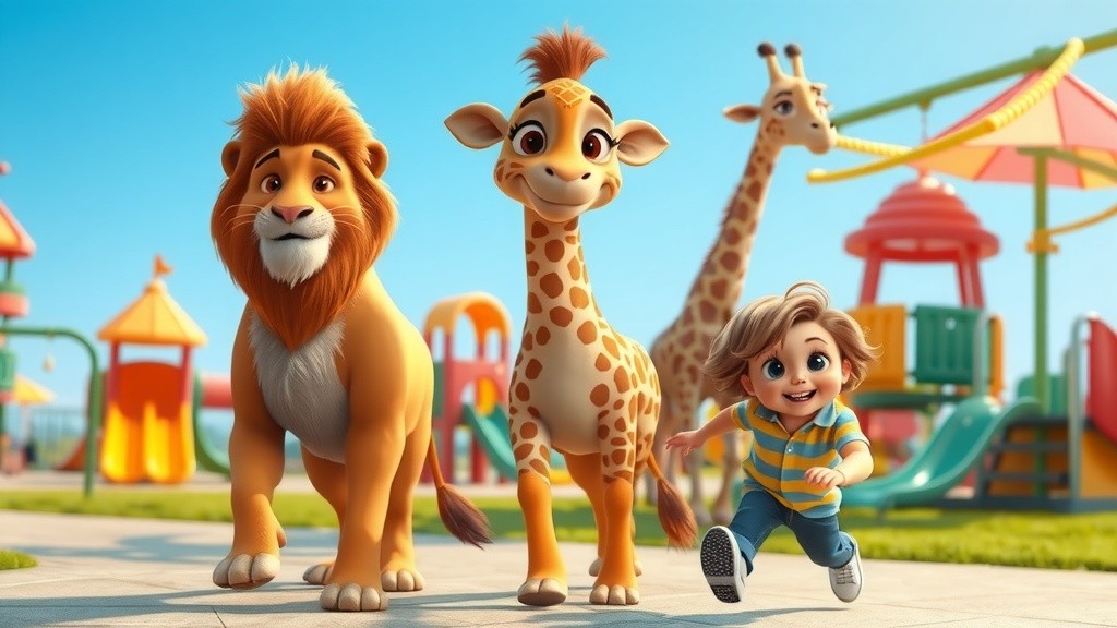 Animals Having Fun in the Playground