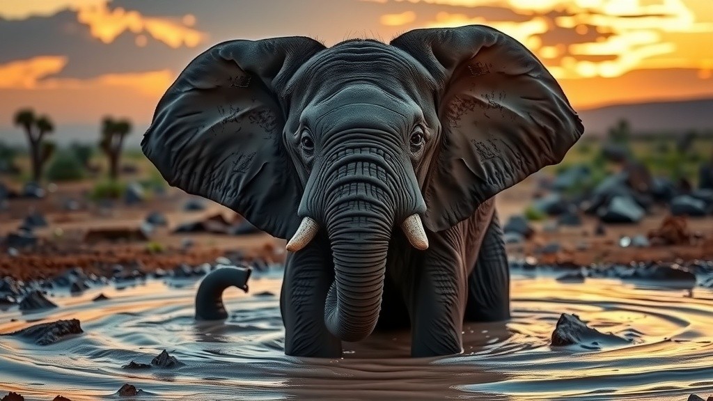 A batalha do filhote de elefante