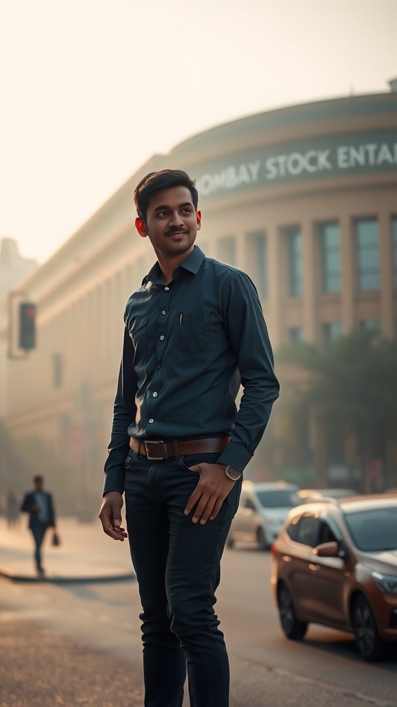 Ambition at Dawn: A Young Man's Dream by the Bombay Stock Exchange