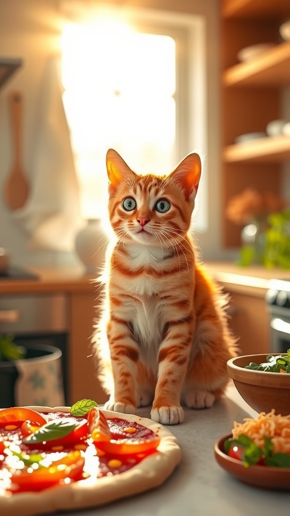 بلی کا پیزا بنانے کا خوشگوار لمحہ