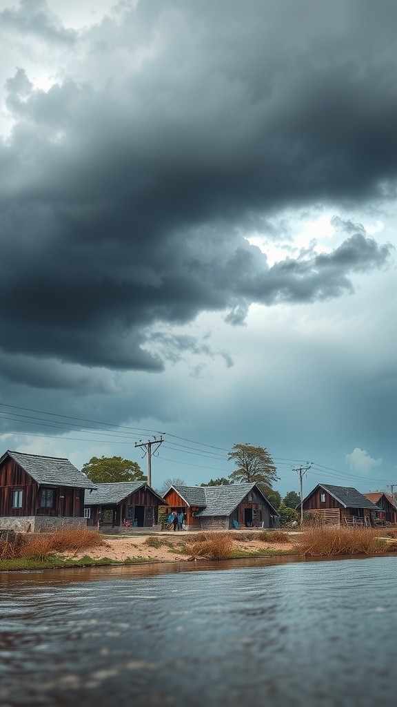 گاؤں میں سیلاب کی تباہی