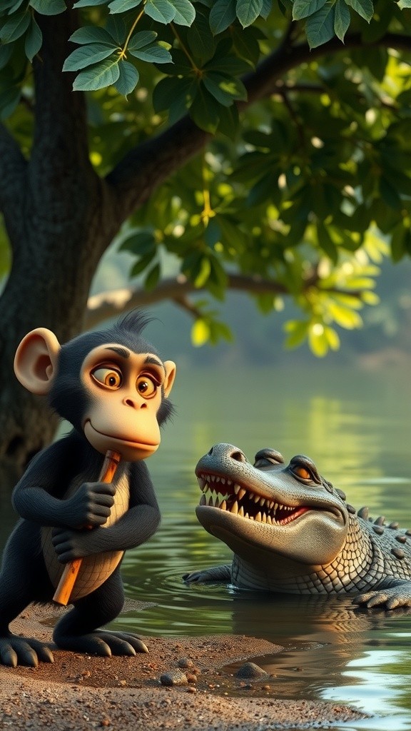 चतुर बंदर और मूर्ख मगरमच्छ