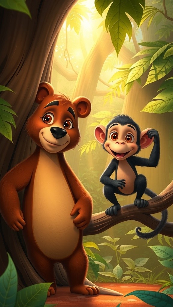 भालू और बंदर की दोस्ती