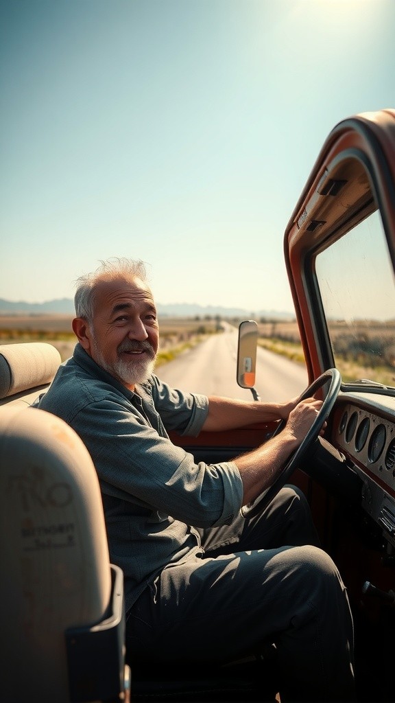 Pria dan Mobil Towing di Jalan Sepi