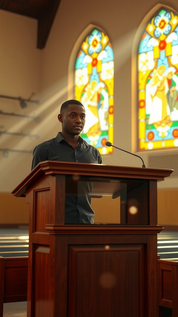 Handsome Ghanaian Youth Preaching in Church