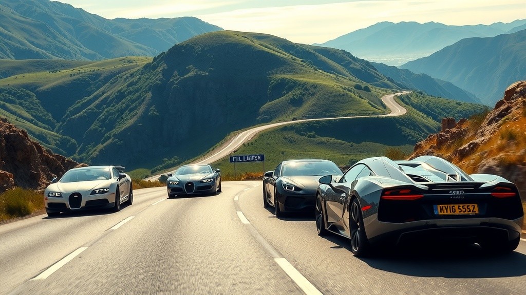 Luxury Cars on a Scenic Drive