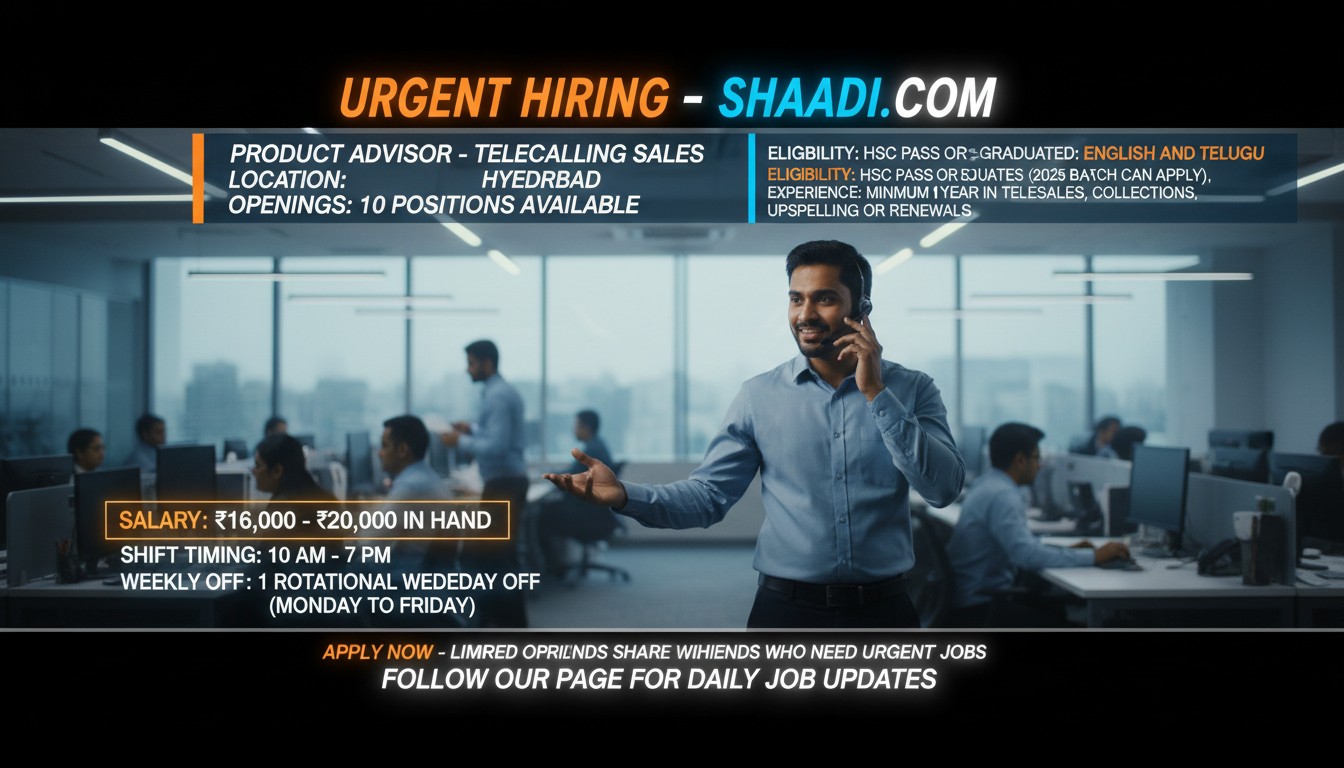 Urgent Hiring for Product Advisors at Shaadi.com!