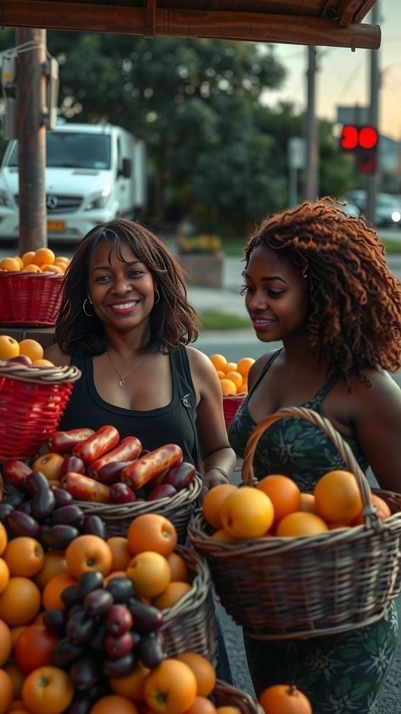 A Day by the Roadside: An African Fruit Seller and Her Daughter
