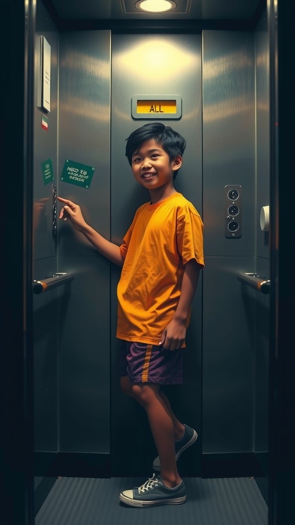 Keceriaan Anak di Lift