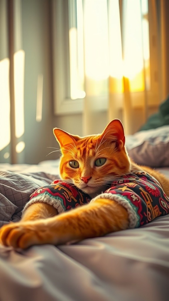 A Day in the Life of an Orange Cat: From Pajamas to Office