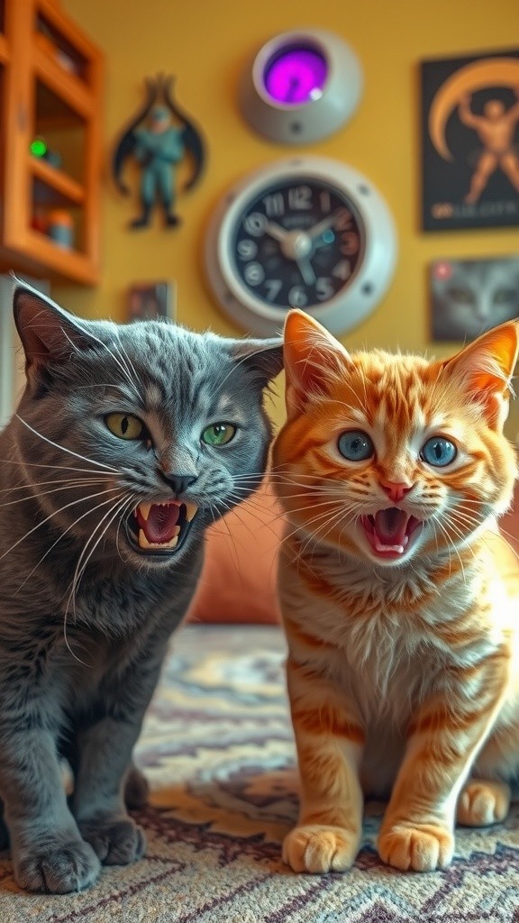 Feline Face-Off: The Great Playful Duel