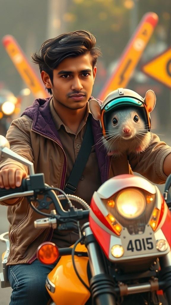Tiny Adventurer: The Mouse on a Motorcycle