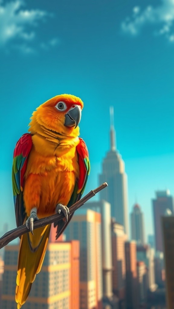 Parrot's Fun Walk in the Street