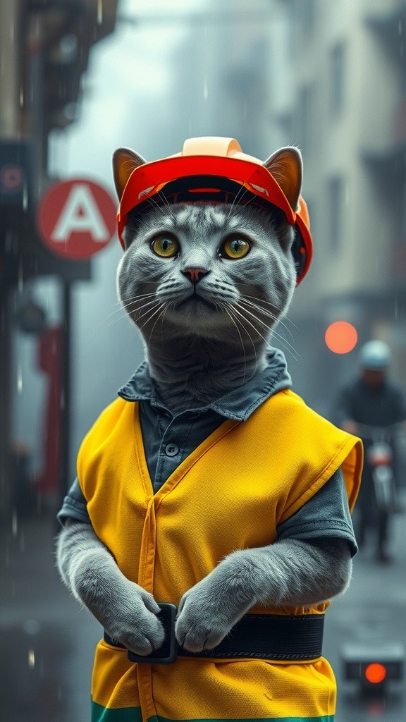 Kucing Berjuang di Cuaca Buruk