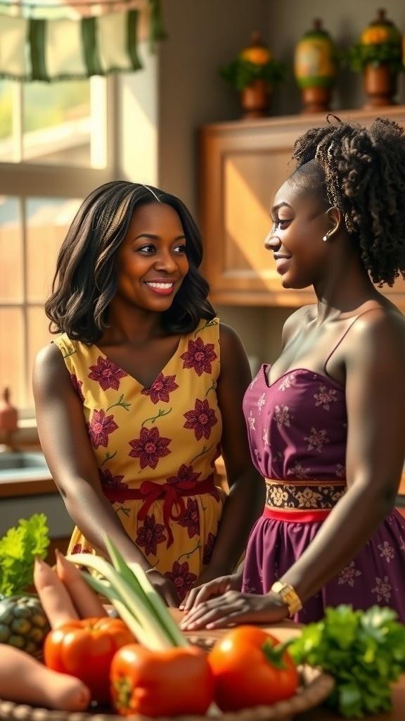 Nigerian Mother and Daughter Cooking Together