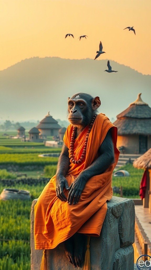 Sadhu ke Bhesh mein Bandar ka Prabachan