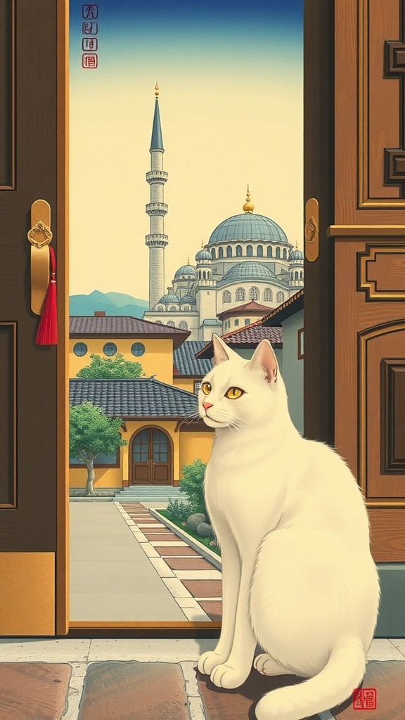 Kucing Setia Jaga Sandal Saat Salat