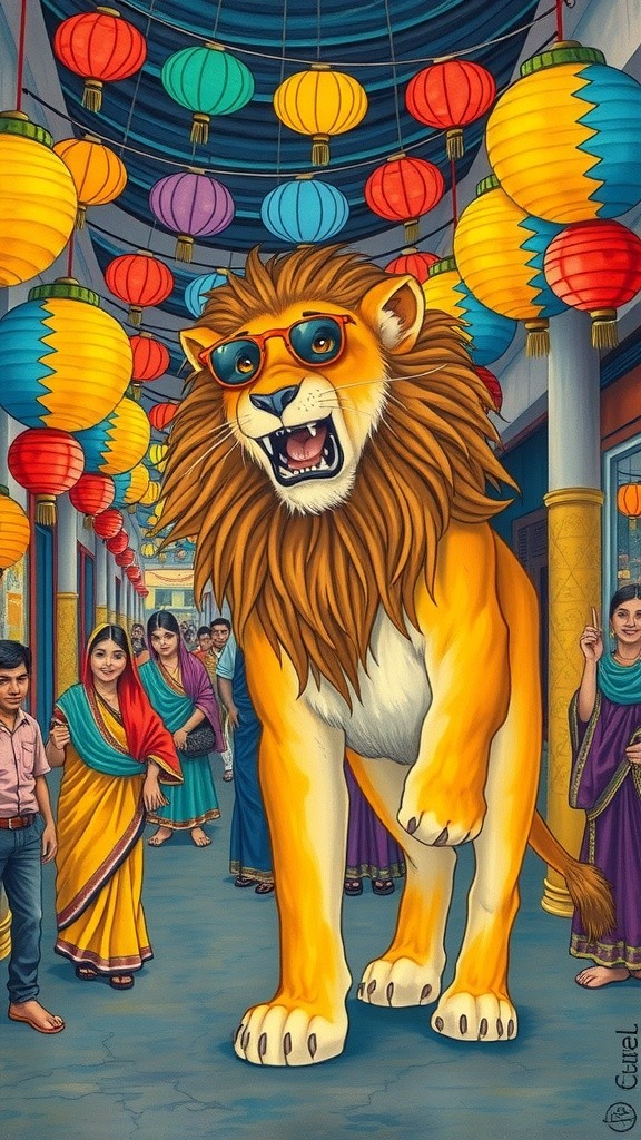 Lion Celebrates Independence Day in an Indian Market!
